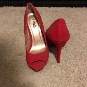 Red open toed heels